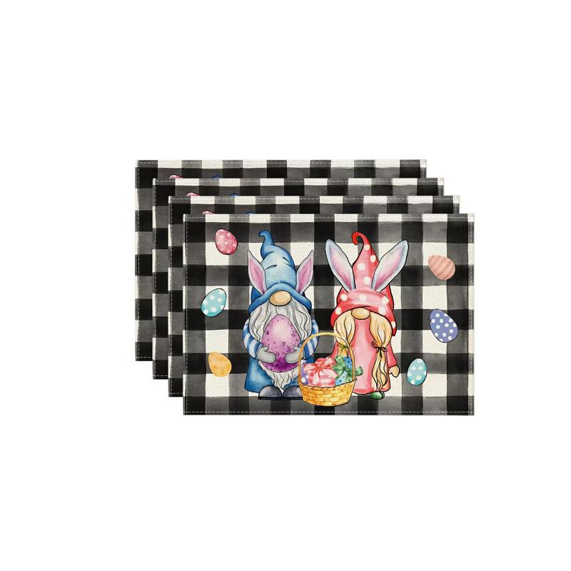 Ostern Süße Kunst Kaninchen Leinen Waschbar Tischsets Osterfest Geschenk 30x45cm 1 Stück Küchentisch Party Dekoration