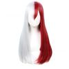 My Hero Academia Cosplay-Perücke für Todoroki- und Bakugo-Fans, 65 cm lang, rot-weiß