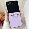Luxury Lychee Pattern PU Leather Phone Case For Samsung Galaxy Z Flip 7 FE 6 5 4 3 5G Ring Holder Hinge Protective Cover