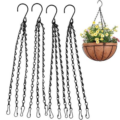 4pcs Hanging Basket Chains 14" Black Hooks Flower Pot Chain Replacement Plant Hangers