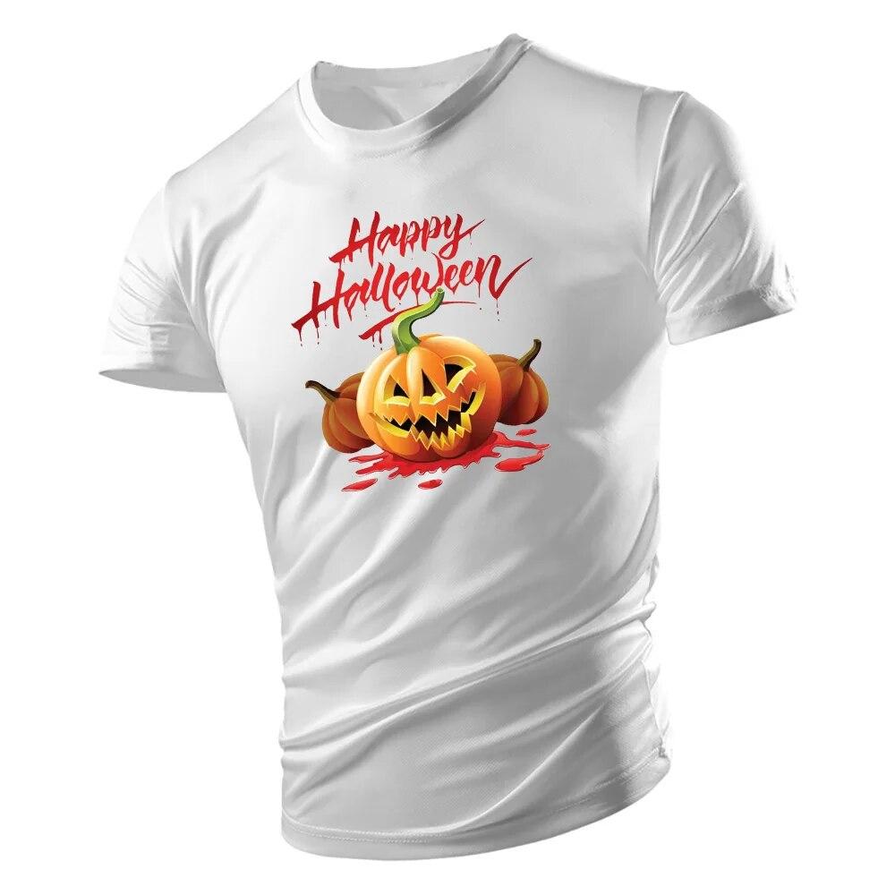 Four Seasons New Fashion Casual 2d Halloween Jack-O '-Lantern Print Bărbați Lejer, confortabil, Tricou cu mânecă scurtă Top cu uscare rapidă