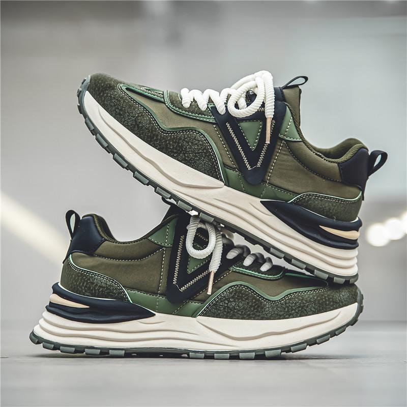 

Чоловіче взуття Повсякденне взуття на товстій підошві Дихаюче взуття Нове чоловіче взуття без ковзання Прогулянкові туфлі на плоскій підошві Модне вулканізоване взуття 44 зелений