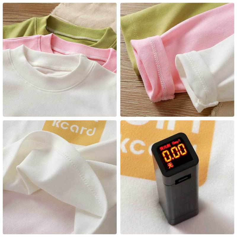 Kids Thermal Underwear Thickened Long Sleeve Shirt Polyester Warm Base Layer Solid Color Round Neck Childrens Wear