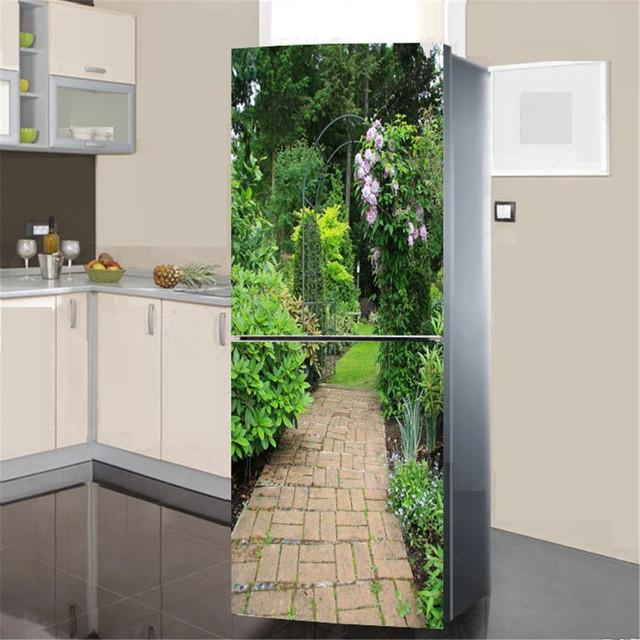 

Наклейка на холодильник с водой и растениями, книжный шкаф, наклейки с пейзажем, Muraux, декоративная виниловая стена, свадебное украшение, эстетический декор комнаты 60x180cm(1pcs)