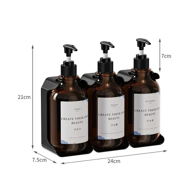 Set Dispensador de Jabón de Pared para Hotel Recargable Sin Perforación Soporte para Botellas de Desinfectante de Manos, Champú, Acondicionador para Pared de Ducha