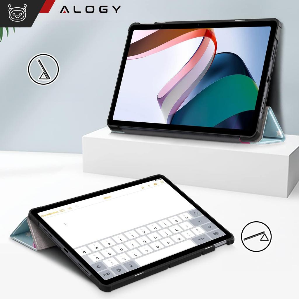Etui Do Samsung Galaxy Tab A9 2023 8.7" X110/X115 Obudowa Na Tablet Case Alogy Book Cover Unicorn Jednorożec Niebieskie + Szkło