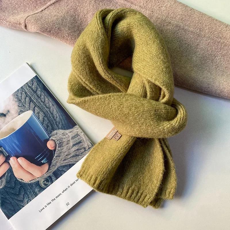 Fashion Cashmere Scarf Winter Warm Thick Comfortable Velvet Convenient Scarf Outdoor Keep Warm Solid Color Simple Scarf