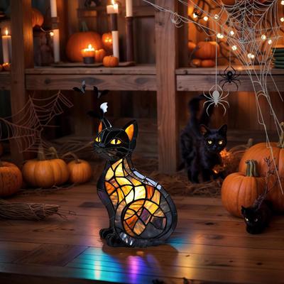 LED 3D Cute Cat Magic Colorful Lamp Art Stained Resin French Tabletop Night Light Room Bedroom Home Desktop Decoration