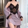 Lace Temptation Slimming Sheer Camisole Nightgown with Floral Vine Cutouts and Built-in Breast Pads