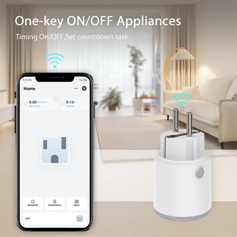 16A WiFi Intelligent Socket Matter WiFi Socket Timer Outlet Power Monitor Support Voice Control Power Switch For Home