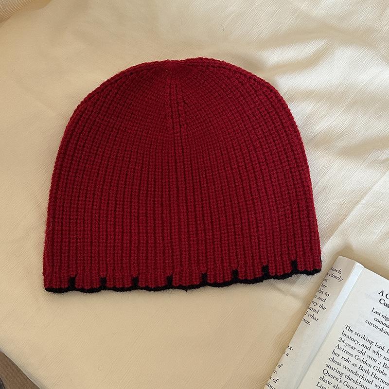 Luochi Korean Style Solid Color Knit Wool Hat for Men & Women - Autumn Winter Face Slimming Head Covering