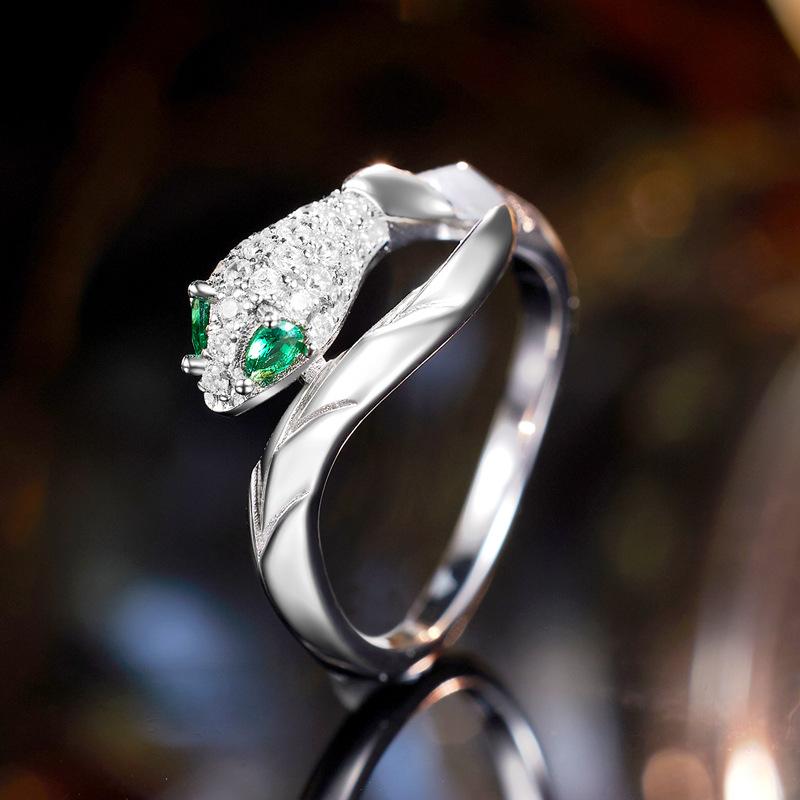 S925 silver diamond snake ring accessories girls versatile temperament ring 2026 new daily wear jewelry gift