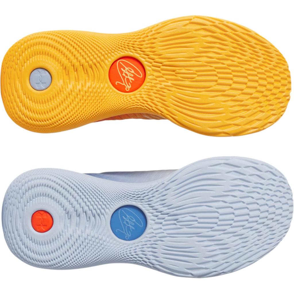 New Under Armour Curry 12 Anti Slip Wear Resistant Low Top Children's Basketball Shoes Blue/Yellow Teenagers 6006147-453