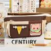 Cartoon Bear Retro Burger Color Blocked Pencil Bag Multi Functional Cute High Beauty Large Capacity Stationery Box Pencil Bag