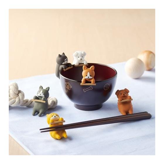 Ishida Dishwasher Safe Microwave Safe Soup Bowl Set with Silicone Chopstick Rest, White Poodle
