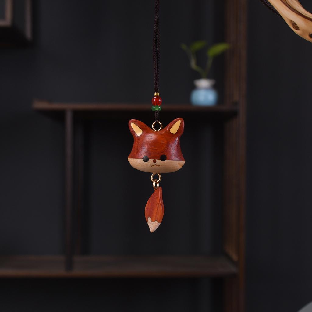 1pc Wooden Tail Fox Cute Little Fox Pendant Pendant Healing Accessories Necklace Keychain Accessories