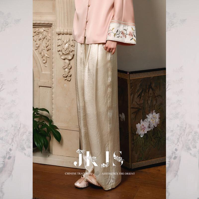 JK&JS Acetate Draped Straight-Leg Casual Pants
