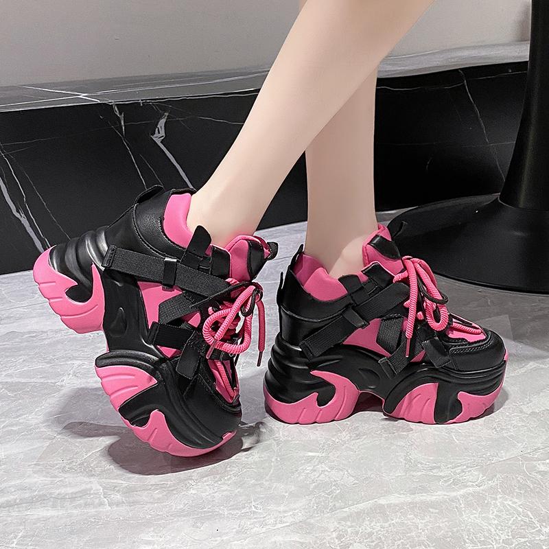 Fashion 10.5CM Summer Women Mesh Sneakers New Casual Platform Trainers Chunky Shoes Heels Wedge Breathable Height Increasing Shoes Woman