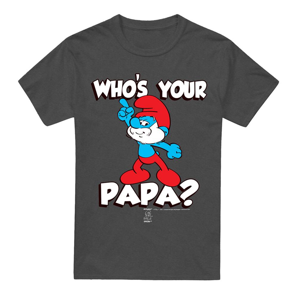 The Smurfs Unisex Adult WhoÂ´S Your Papa Smurf T-Shirt