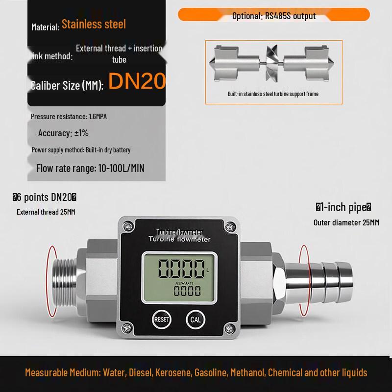 

Aokewen Stainless Steel Pipeline Turbine Flowmeter