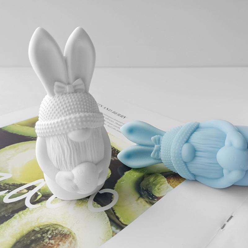 Świąteczny brodaty karzeł stary człowiek formy śliczny królik wielkanocny świeca silikonowa forma świeca projekt ozdoba domu DIY narzędzie rzemieślnicze
