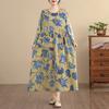 DIMANAF New 2026 Women Long Dress Plus Size Spring Summer Vintage Loose Oversize Long Sleeve Maxi Floral Print