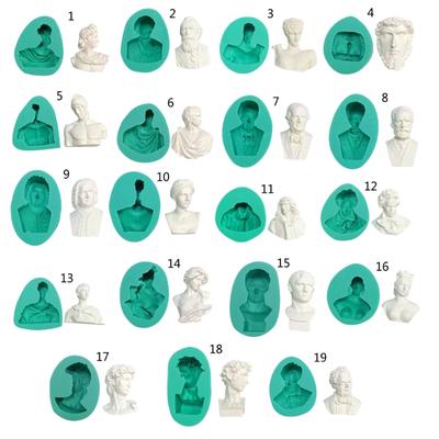 Escultura de Retrato 3D Silicone Flexível Alimentarmente Seguro Molde Argila Resina Cerâmica Doce Fondant Doce Chocolate Sabonete Molde