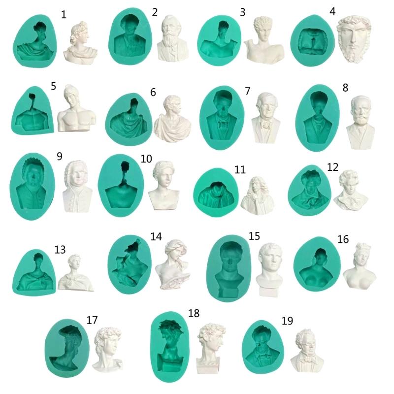 3D Portrait Sculpture Silicone Flexible Food Safe Mould Clay Resin Ceramics Candy Fondant Candy Chocolate Soap Mould