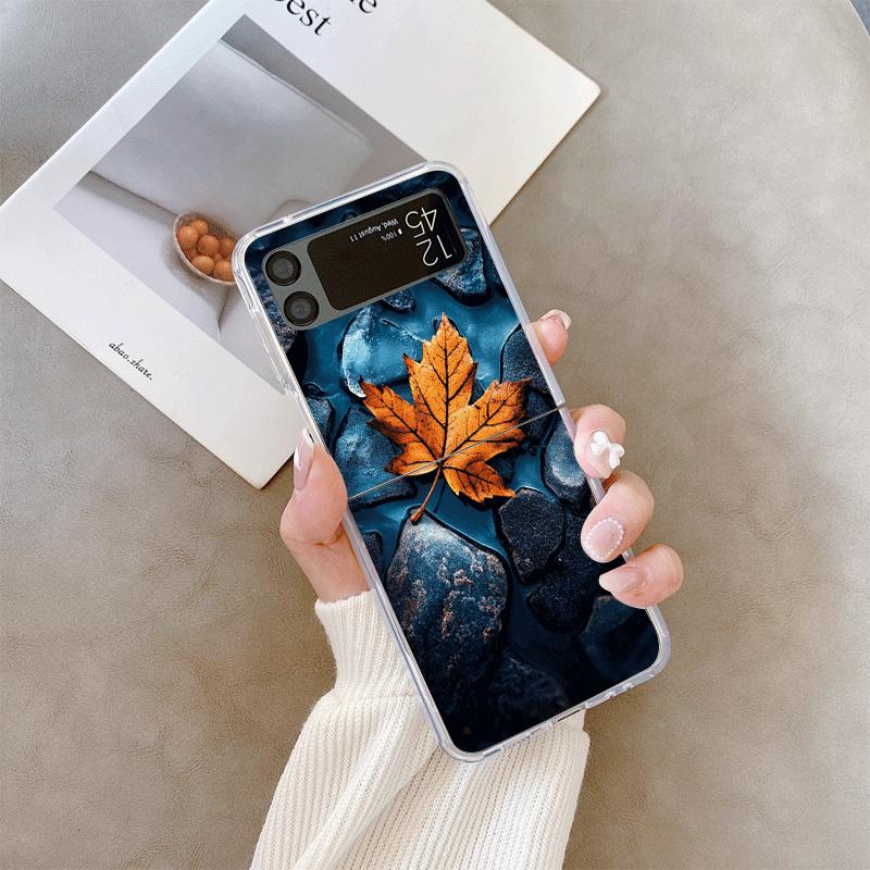 

Aesthetic Autumn Maple Leaves Pattern Phone Case for Samsung Galaxy Z Flip 7 Flip 6 4 3 5G Folding Cover for Z Flip7 Flip5 Shell Galaxy Z Flip6