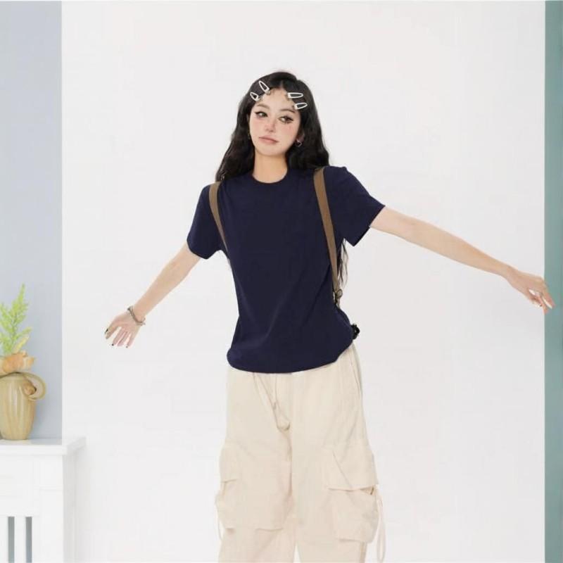 Mens Short Sleeve T Shirt Casual Everyday Cotton Top Slim Fit Solid Color American Style Basic Tee