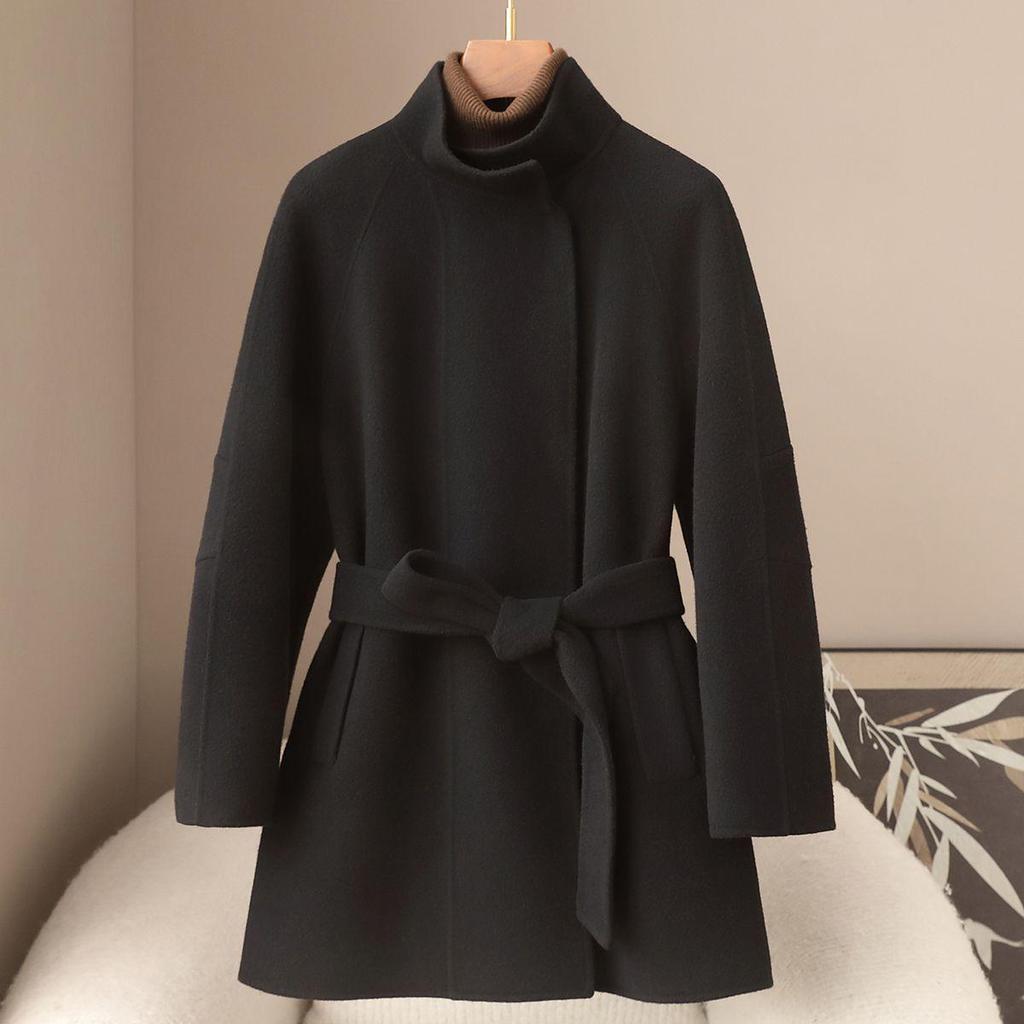 2026 Spring Women's 30% Cashmere Wool Coat - Casual Stand Collar Double-faced Jacket
