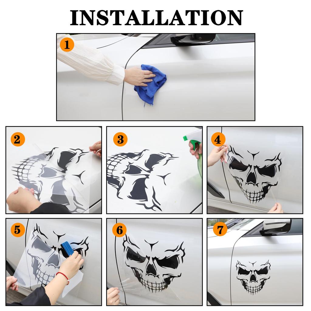 TOMALL 2pcs Skull Stickers Car Halloween Theme Scary Ghost Decal