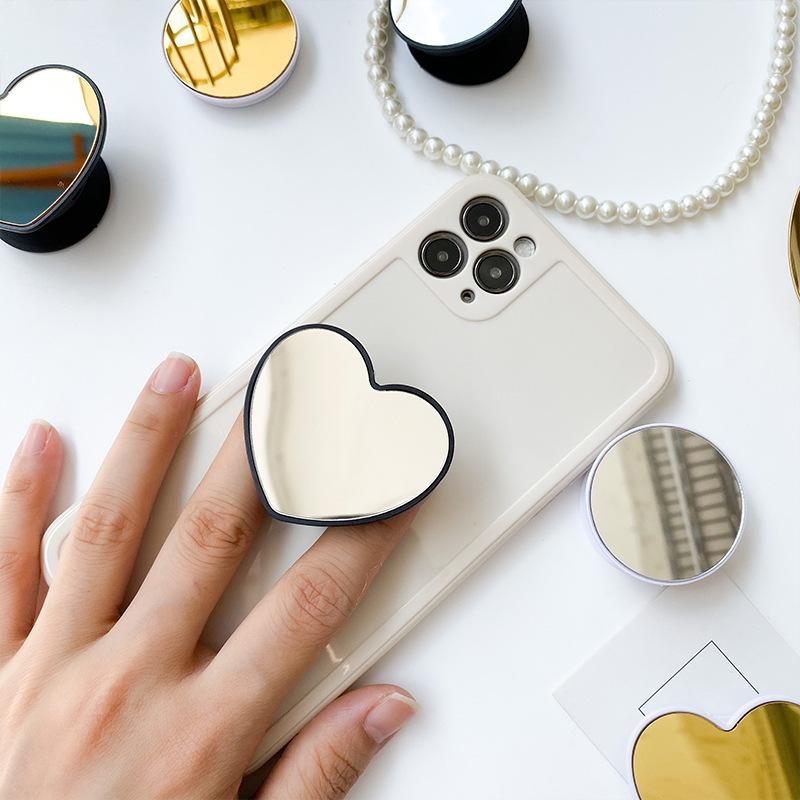 Paste Folding Air Cushion Mobile Phone Holder Creative Makeup Love Mirror Desktop Tablet Suitable For Lazy Bracket