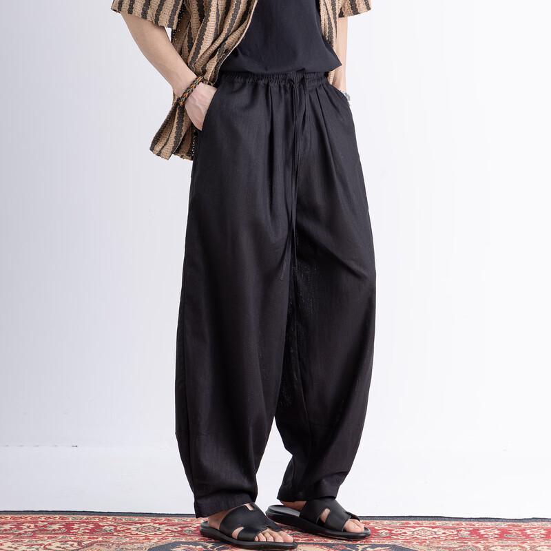 ROMON Men s Linen Blend Cropped Casual Trousers XL чёрный