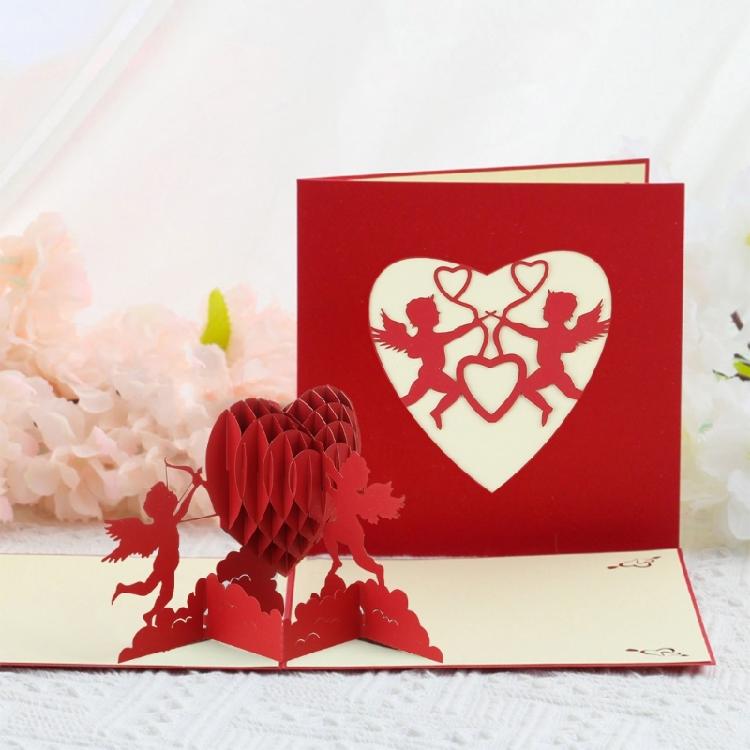 Cupid's Heart 3-D for Pop Up Valentine’s Day Card Happy Anniversary for Her Date