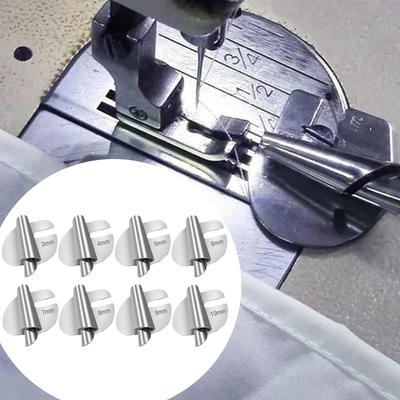 8ks Nerezová ocel Šicí rolovaný lemovač patka 3mm-10mm Univerzální šicí stroj přítlačná patka DIY řemesla Lemovací stahovák nástroj