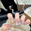 Y31 Nude Pink Super Sparkle Cat Eye Rhinestone Mosaic Handmade Nails