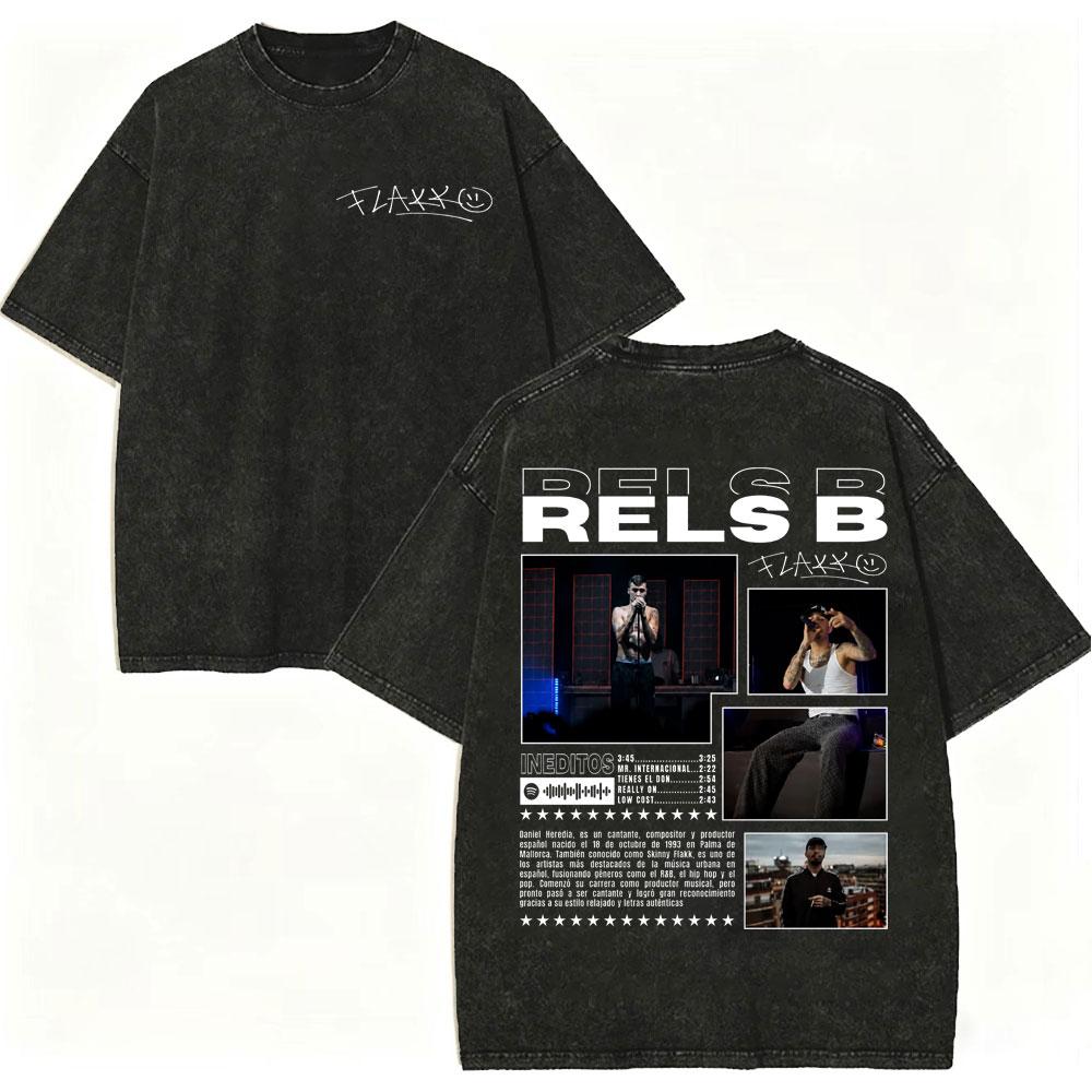 Vintage Washed Rapper Rels B Album Merch Tshirts Men Women Hip Hop Fashion Short Sleeve T Shirt Summer Casual Cotton Tshirts