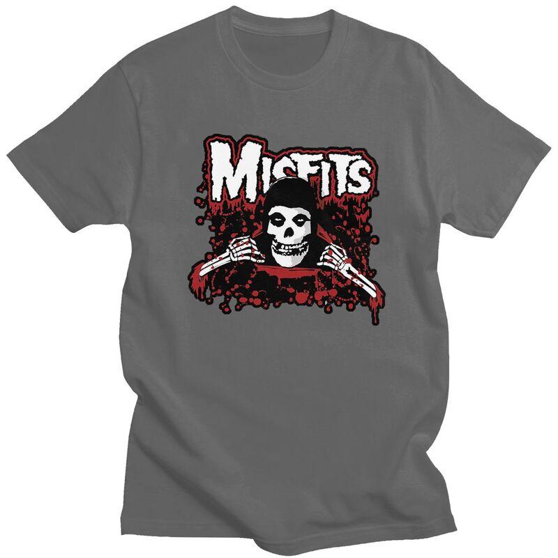Custom Horror Punk Rock Misfits Skull Tshirts for Men Short Sleeve T Shirt Fashion Tshirt Slim Fit 100 Cotton Tee Gift Idea