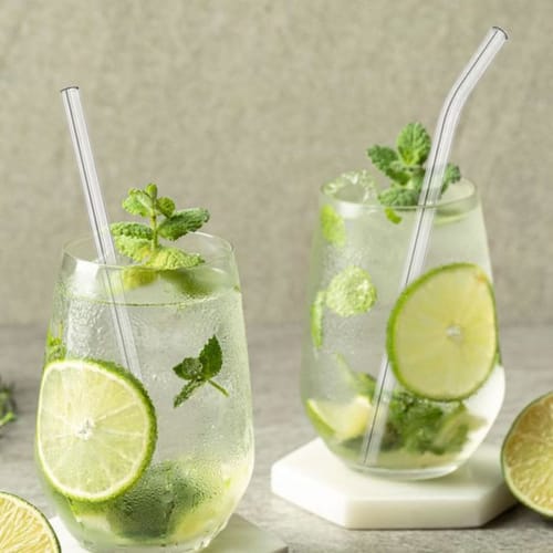 LUYING Reusable Glass Straws, Safe, Non-Toxic, Sustainable, Reusable for Water, Drinks, Coffee, and Juice, with Reusable Brush, Eco-Friendly for Home