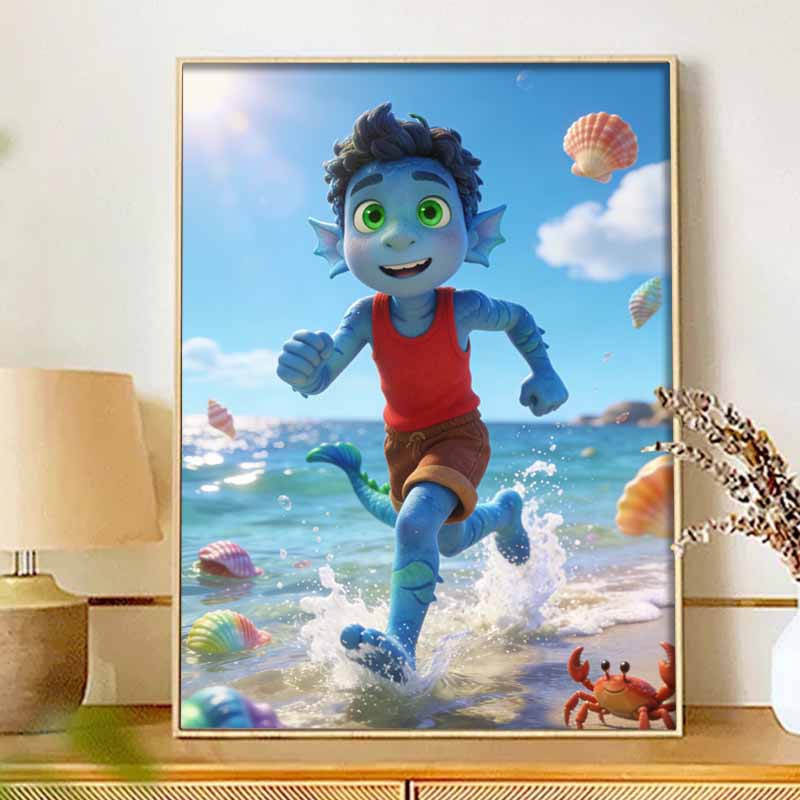 Disney DIY diamond painting 5d full diamond cross stitch Luca character beach seashell ocean decorative painting