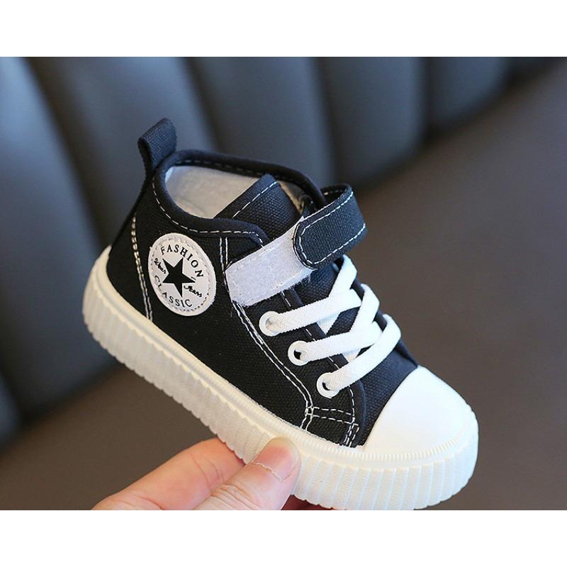Children's Canvas Shoes - New Spring/Autumn High-Top Casual Shoes for Boys, Slip-Resistant Skate Shoes for Girls, Soft-Soled Shoes for Toddlers