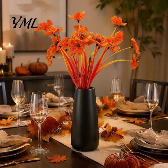 All Occasion Gift for Her Autumn Artificial Flowers Bouquet, Realistic Plastic Floral Arrangement with Layered Quirky Fun Decor Living Room Leaves And
