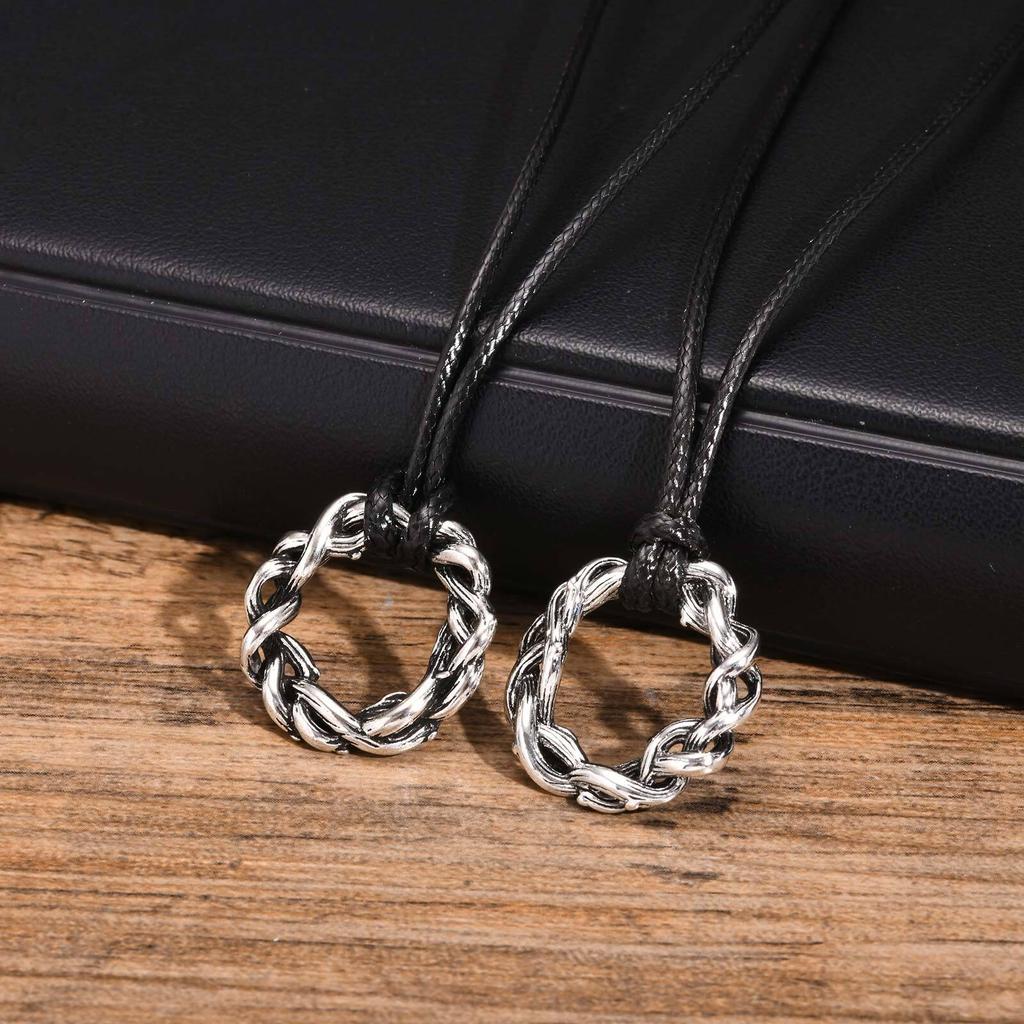 Vintage Thorns Pendant Necklace for Men,Trendy Braided Wreaths Necklace,Anniversary Jewelry Birthday Gifts