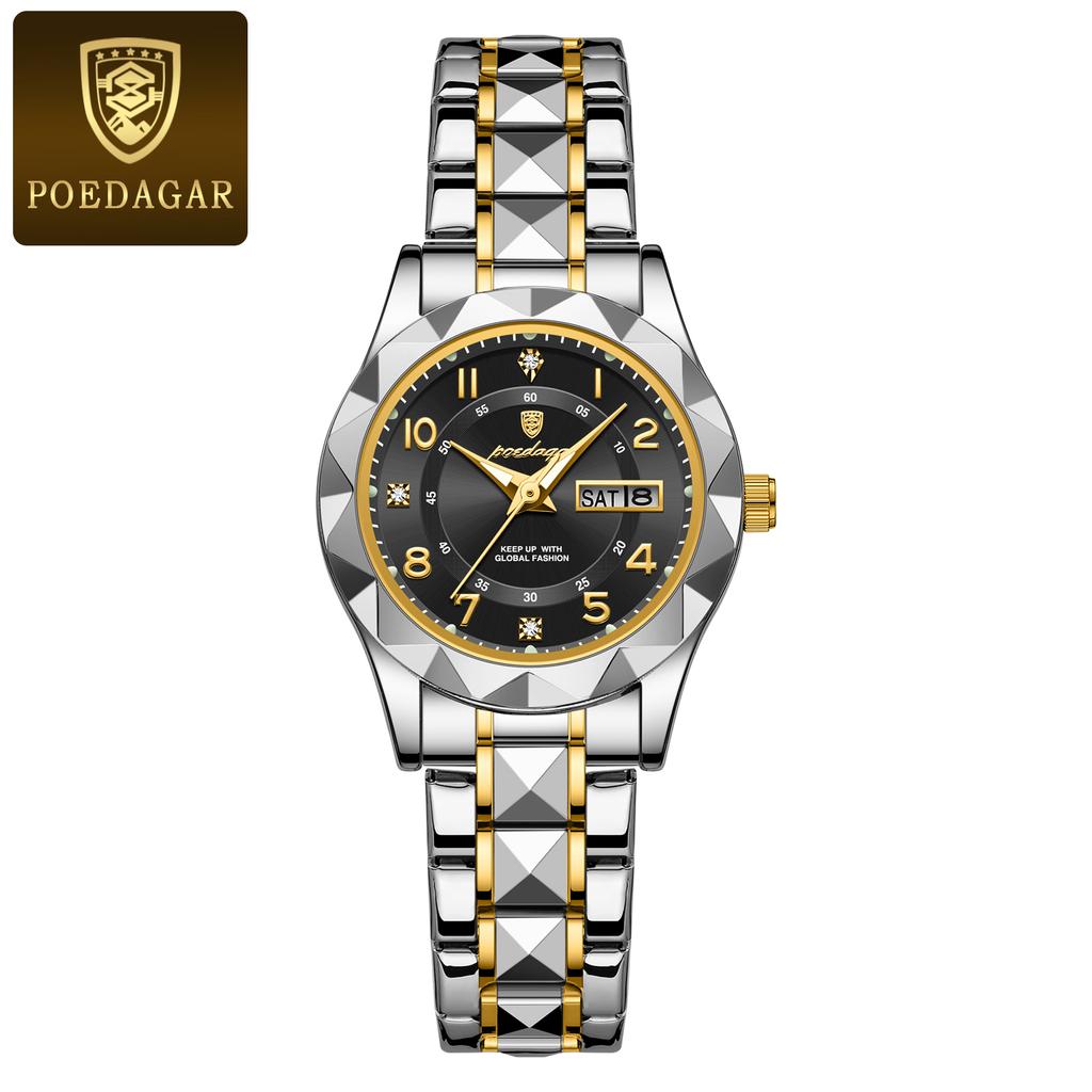 Top Brand New Women's Quartz Watch Waterproof Luminous Double Calendar Fashion Women's Watch