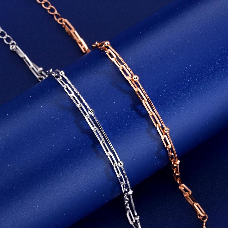 Double-layer Hollow Square Round Bead Bracelet Women's Niche Simple Temperament Versatile Hand Jewelry