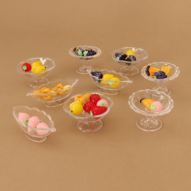 Doll House Simulation Mini Transparent Fruit Tray Decoration Pieces Fruit Food Play Accessories