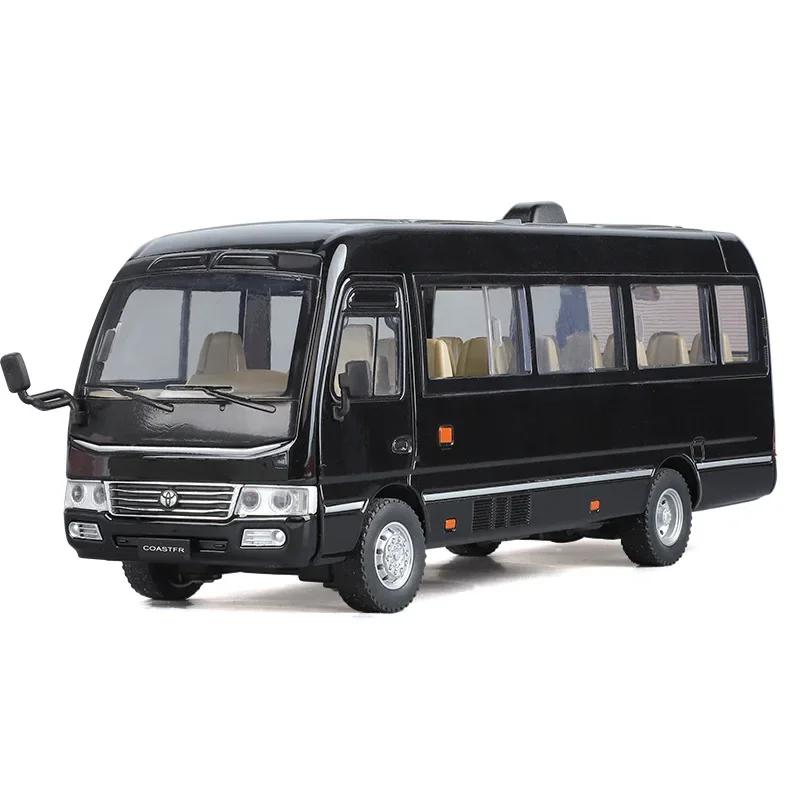 1:24 Scale Coaster Model Car Toy Free Wheeling Doors Opened Metal Diecast Miniature Bus Sound Light Vehicle Models Hobby Gifts
