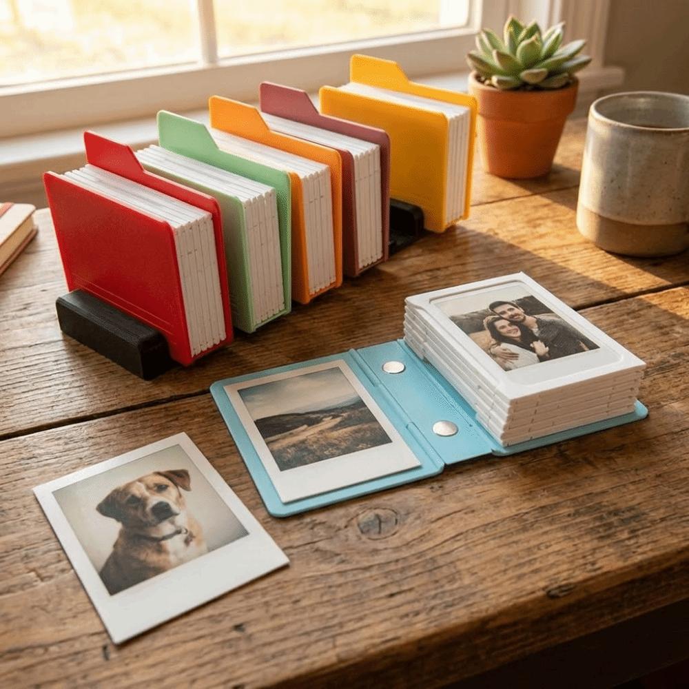 Plastic Foldable Photo Frame Square Simple Magnetic Photo Album Mini Hinge Design Photo Frame Organizer Romantic Gift