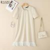 ZANZEA Women Casual Round Neck Summer Short Sleeve Loose Dress